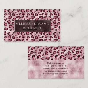 Tarjeta De Visita Artista de Maquillaje de Impresión de Leopardo Ros