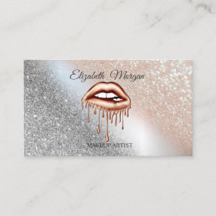 Tarjeta De Visita Artista de Maquillaje de Labios Brillantes Metálic
