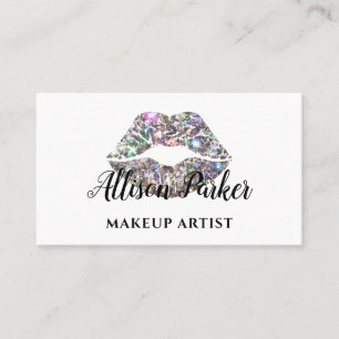 Tarjeta De Visita Artista de Maquillaje de Labios con Brillo Platead