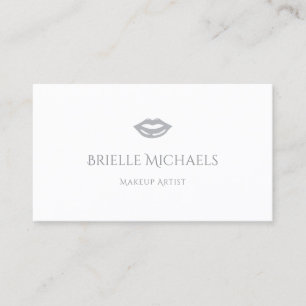 Tarjeta De Visita Artista de Maquillaje de Labios Grises Blancos