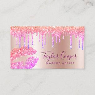 Tarjeta De Visita Artista de maquillaje de labios holográficos purp