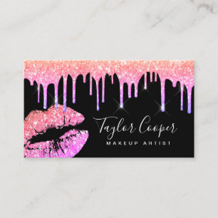Tarjeta De Visita Artista de maquillaje de labios holográficos purpu