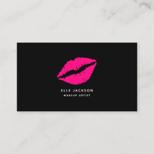 Tarjeta De Visita Artista de maquillaje de labios negros rosados sim