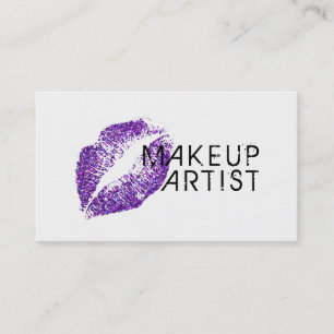Tarjeta De Visita Artista de Maquillaje de Labios Purpura Brillante