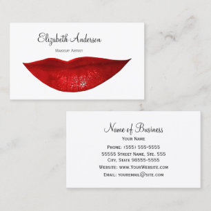 Tarjeta De Visita Artista de Maquillaje de Labios Rojos