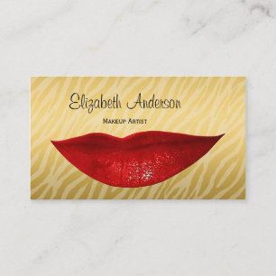 Tarjeta De Visita Artista de Maquillaje de Labios Rojos