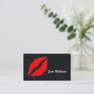 Tarjeta De Visita Artista de Maquillaje de Labios Rojos Blancos