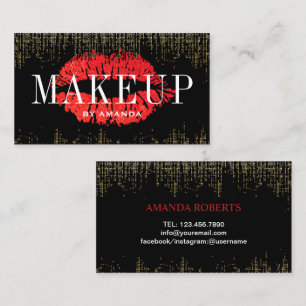 Tarjeta De Visita Artista de maquillaje de labios rojos Confetti de 