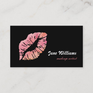 Tarjeta De Visita Artista de maquillaje de labios rosados