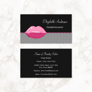Tarjeta De Visita Artista de Maquillaje de Labios Rosas