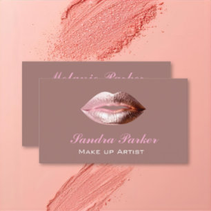 Tarjeta De Visita Artista de Maquillaje de Labios Únicos en Rosa Dor