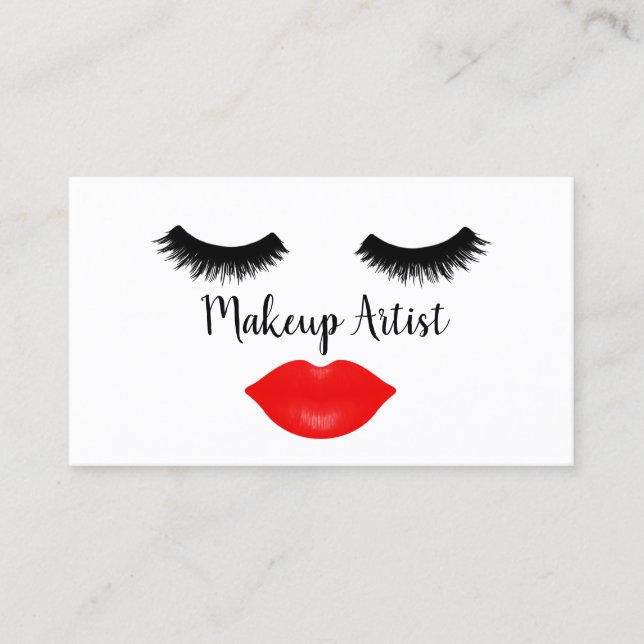Tarjeta De Visita Artista de maquillaje de latigazos y labios (Anverso)