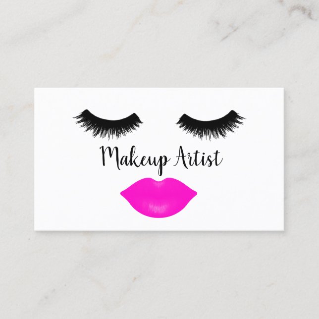 Tarjeta De Visita Artista de maquillaje de latigazos y labios (Anverso)