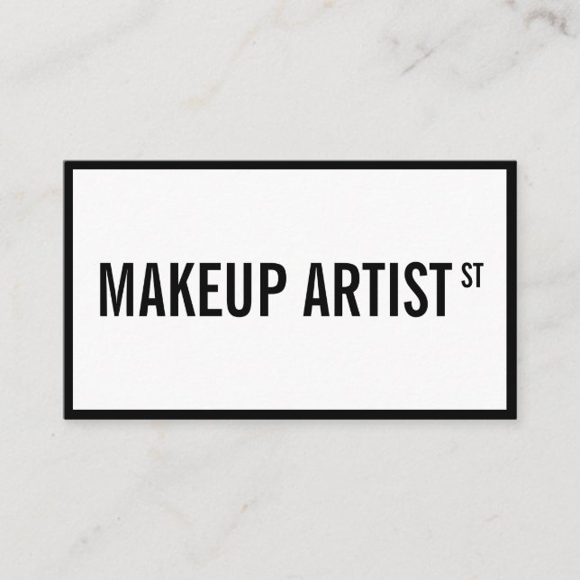 Tarjeta De Visita Artista de maquillaje de letreros de calle blanca  (Anverso)