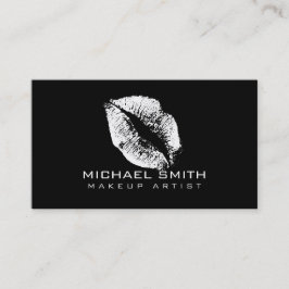 Tarjeta De Visita Artista de maquillaje de los labios blancos