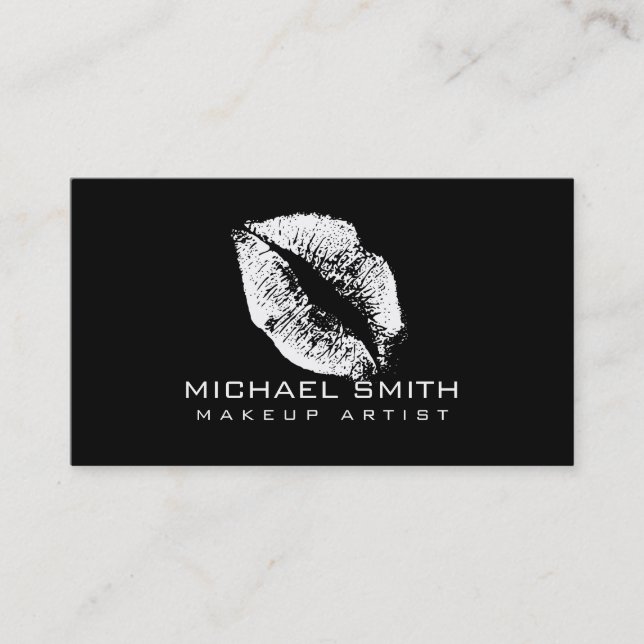 Tarjeta De Visita Artista de maquillaje de los labios blancos (Anverso)