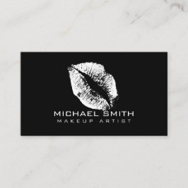 Tarjeta De Visita Artista de maquillaje de los labios blancos