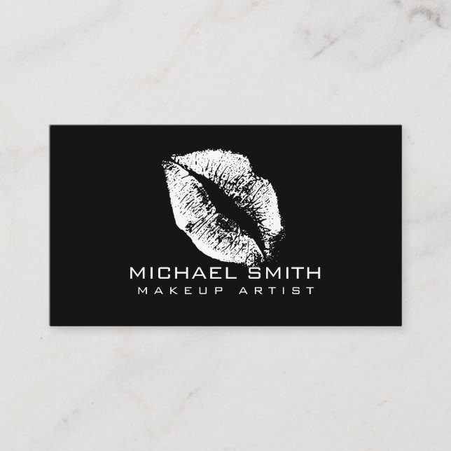 Tarjeta De Visita Artista de maquillaje de los labios blancos (Anverso)
