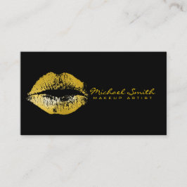 Tarjeta De Visita Artista de maquillaje de los labios de oro