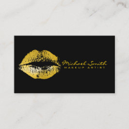 Tarjeta De Visita Artista de maquillaje de los labios de oro