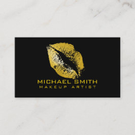 Tarjeta De Visita Artista de maquillaje de los labios de oro #2