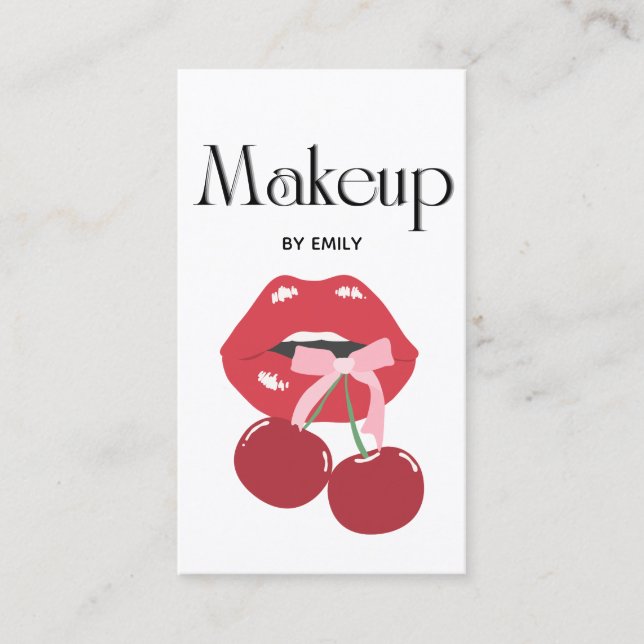 Tarjeta De Visita Artista de maquillaje de los labios rojos (Anverso)