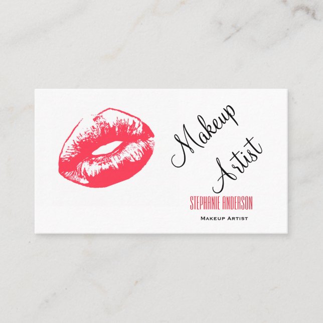 Tarjeta De Visita Artista de maquillaje de los labios rojos audaces  (Anverso)
