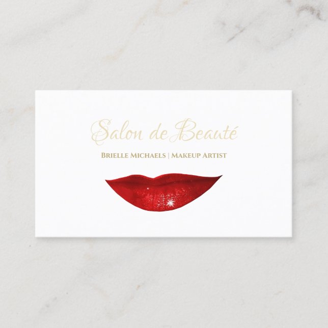 Tarjeta De Visita Artista de maquillaje de los labios rojos elegante (Anverso)