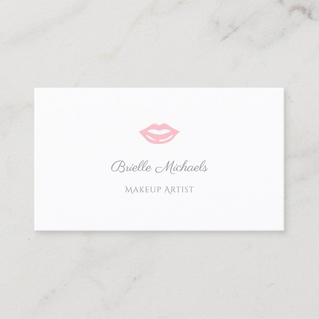 Tarjeta De Visita Artista de maquillaje de los labios rosados simple (Anverso)