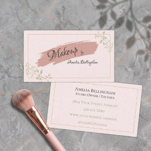 Tarjeta De Visita Artista de Maquillaje de Lujo Blush Linen Sage