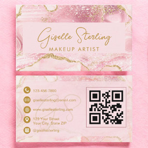 Tarjeta De Visita Artista de Maquillaje de Lujo Código QR de Ágata R