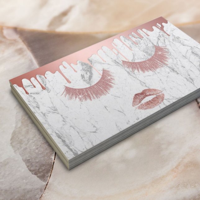 Tarjeta De Visita Artista de maquillaje de mármol de ojivas y labios (Subido por el creador)