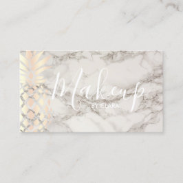 Tarjeta De Visita Artista de maquillaje de mármol de piña de oro de 