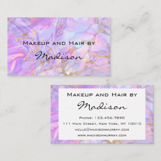 Tarjeta De Visita Artista de Maquillaje de Mármol Rosa Lavanda Moder