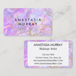 Tarjeta De Visita Artista de Maquillaje de Mármol Rosa Lavanda Moder