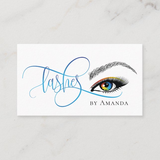 Tarjeta De Visita Artista de maquillaje de moda arco iris golpea la  (Anverso)