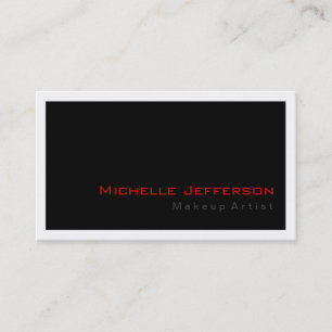 Tarjeta De Visita Artista de maquillaje de moda Black White Red Tarj