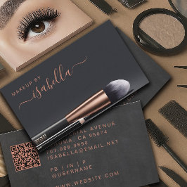 Tarjeta De Visita Artista de maquillaje de moda Código QR Cobre Negr