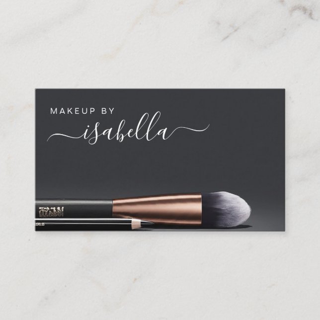 Tarjeta De Visita Artista de maquillaje de moda Código QR Negro (Anverso)