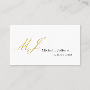 Tarjeta De Visita Artista de Maquillaje de Moda Monograma de Oro Neg