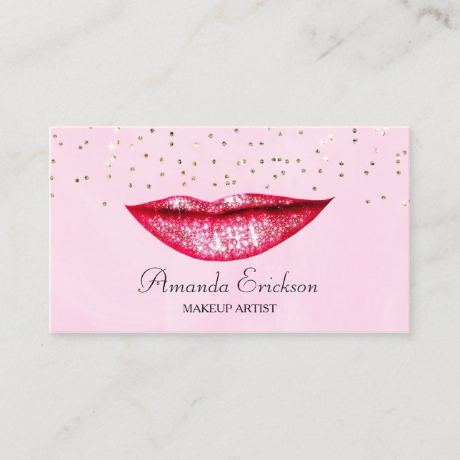 Tarjeta De Visita Artista de maquillaje de moda Oro Rosa Faux Diamon (Anverso)