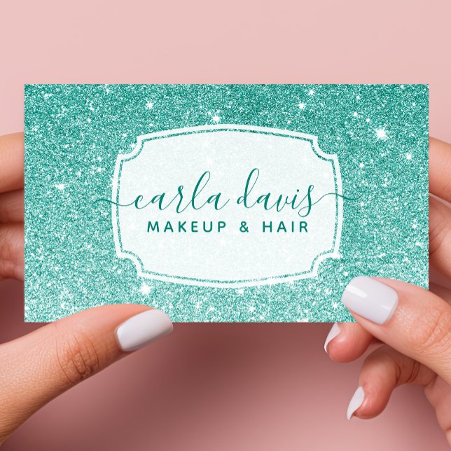 Tarjeta De Visita Artista de maquillaje de Moda Verde azulada Ombre  (Subido por el creador)