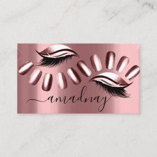 Tarjeta De Visita Artista de maquillaje de Nails Studio Eyelash Rosa