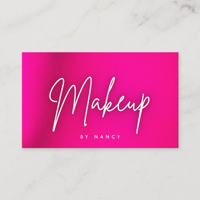 Tarjeta De Visita Artista de maquillaje de neón rosado caliente (Anverso)