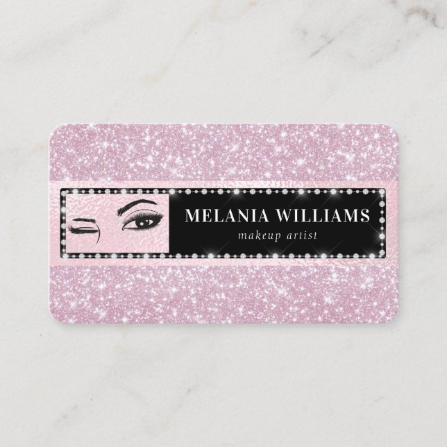 Tarjeta De Visita Artista de maquillaje de ojos Rosa de moda Purpuri (Anverso)