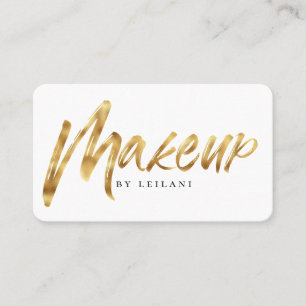 Tarjeta De Visita Artista de maquillaje de oro cepillado moderno