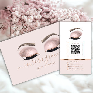 Tarjeta De Visita Artista de maquillaje de oro rosa rosa
