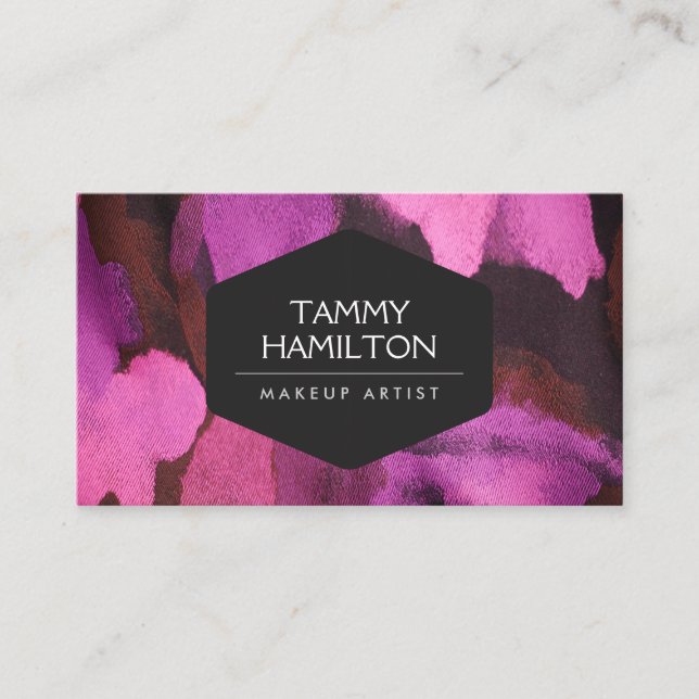 Tarjeta De Visita Artista de maquillaje de patrón floral de resumen  (Anverso)