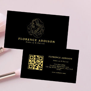Tarjeta De Visita Artista de Maquillaje de Pelo Código QR Moderno Ne