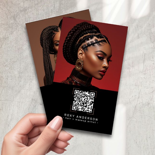 Tarjeta De Visita Artista de maquillaje de pelo moderno código QR ne (Subido por el creador)